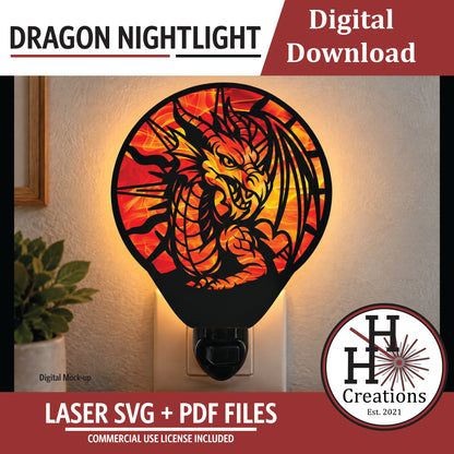 Dragon Nightlight SVG File | Laser Cut Digital Download
