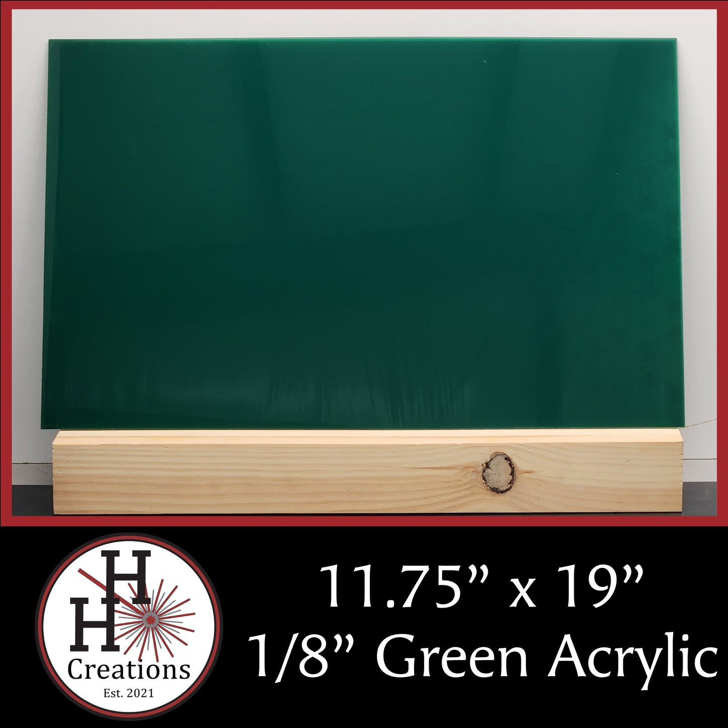 1/8" Green Cast Acrylic Sheets - Glossy on Both Sides - 11.75" x 19"