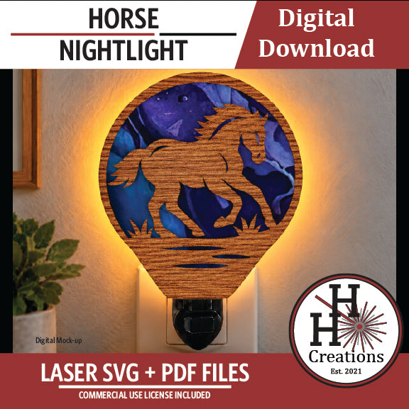 Horse Nightlight SVG File | Laser Cut Digital Download