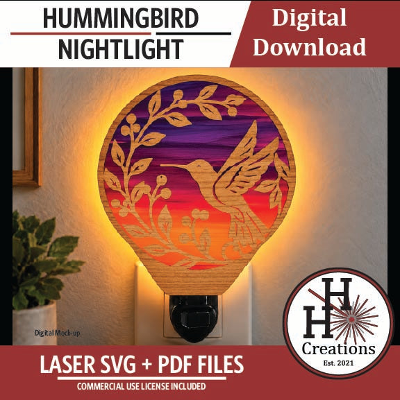 Hummingbird Nightlight SVG File | Laser Cut Digital Download
