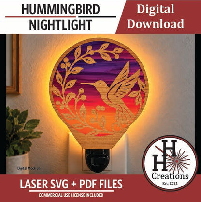 Hummingbird Nightlight SVG File | Laser Cut Digital Download