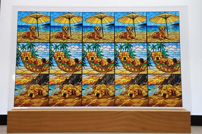 DecoCraft - Scenic Elevated Texture Tiles - Dogs - Seaside Shade