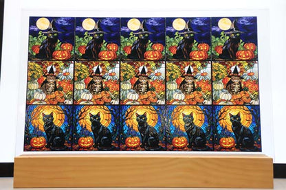 DecoCraft - Scenic Elevated Texture Tiles - Cats - Moonlight Halloween