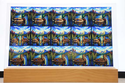 DecoCraft - Studio 1375 - Scenic Elevated Texture Tiles - Quiet Lake - Mallard Ducks Assortment