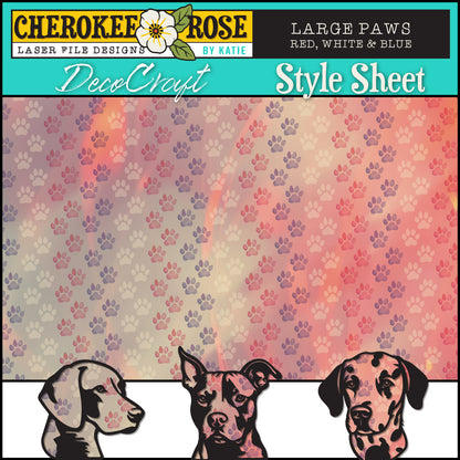DecoCraft - Cherokee Rose - Style Sheet - Red, White, & Blue Paws (Large)