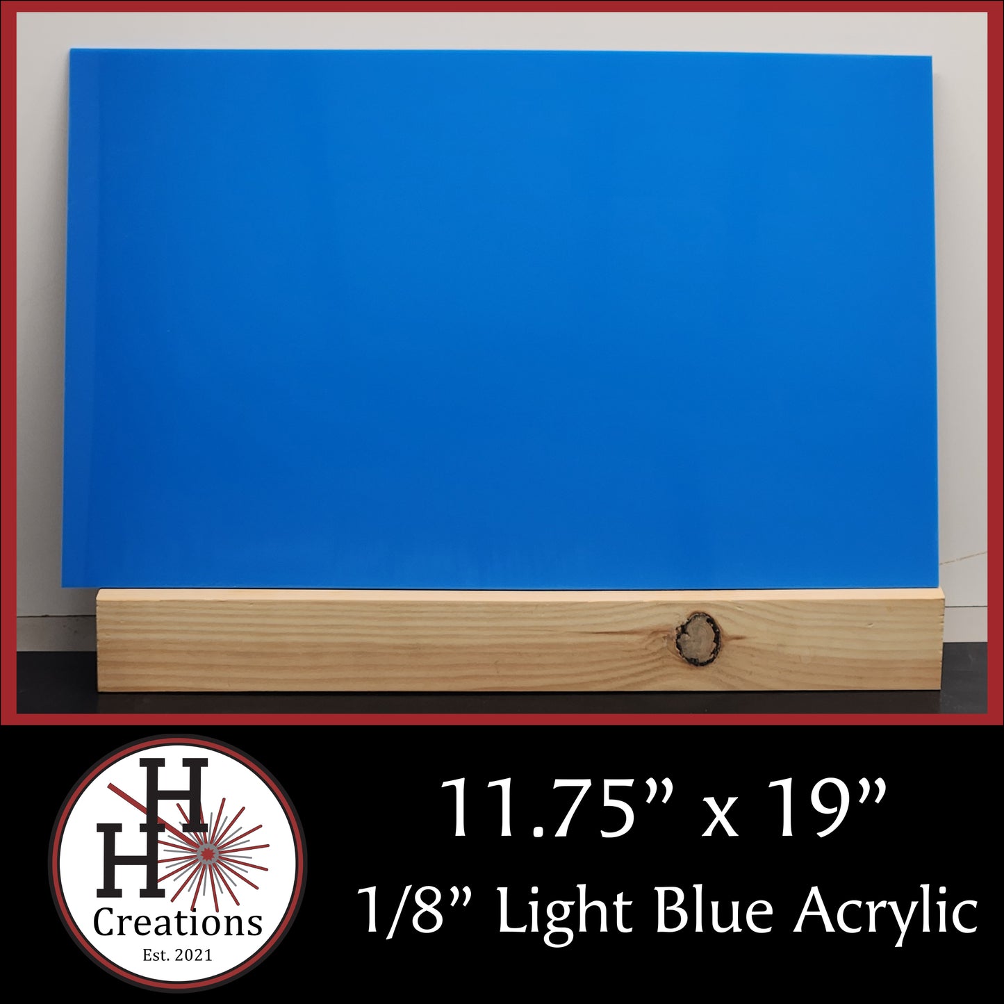 1/8" Light Blue Cast Acrylic Sheets - Glossy on Both Sides - 11.75" x 19"