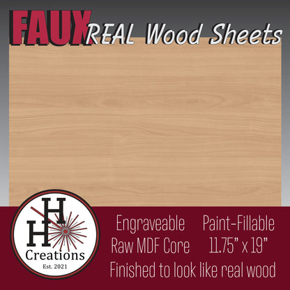 1/8" - Faux-Real Clear Coated Wood - Light Cherry - 11.75" x 19"