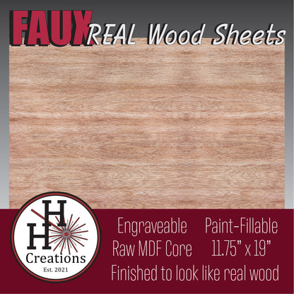 1/8" - Faux-Real Clear Coated Wood - Light Cinnamon - 11.75" x 19"