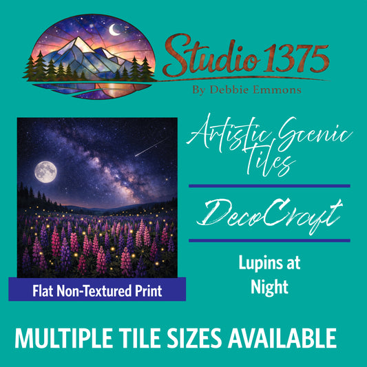 DecoCraft - Studio 1375 - Scenic Tiles Series - Lupins at Night