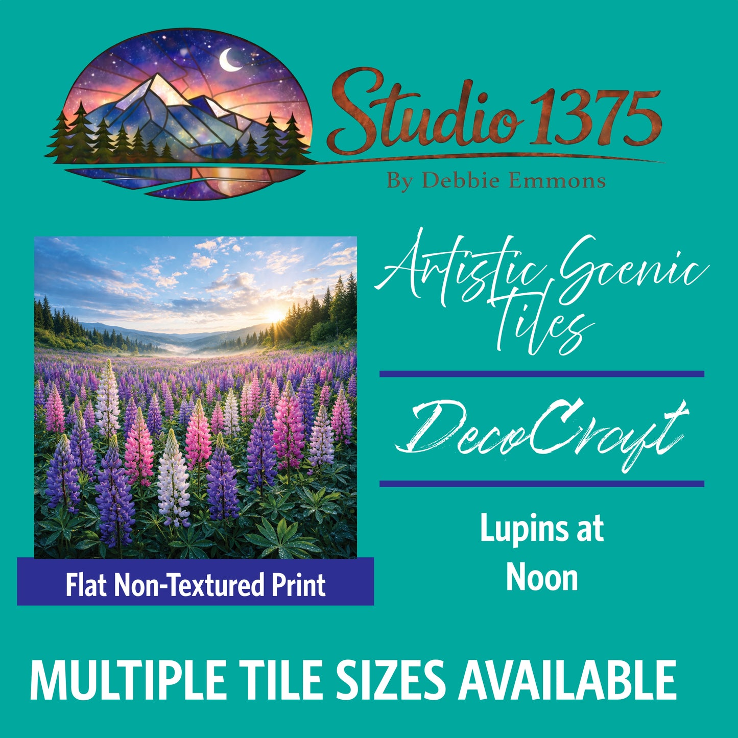 DecoCraft - Studio 1375 - Scenic Tiles Series - Lupins at Noon