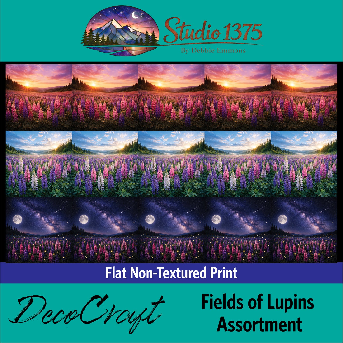 DecoCraft - Studio 1375 - Scenic Tiles Series - Fields of Lupins