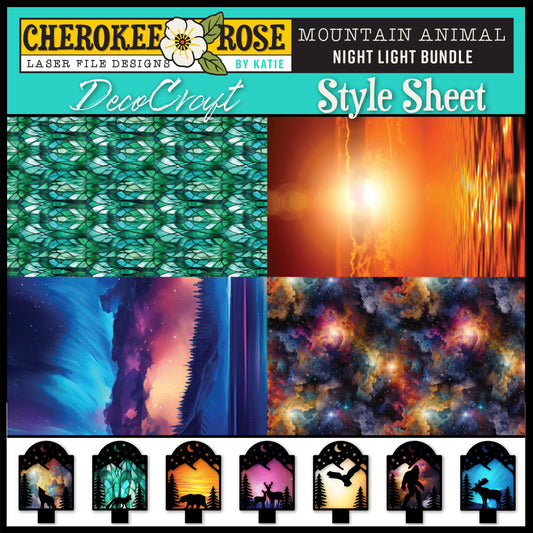 DecoCraft - Cherokee Rose - Mountain Animals Night Lights Style Sheet