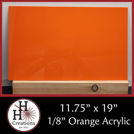 1/8" Orange Cast Acrylic Sheets - Glossy on Both Sides - 11.75" x 19"