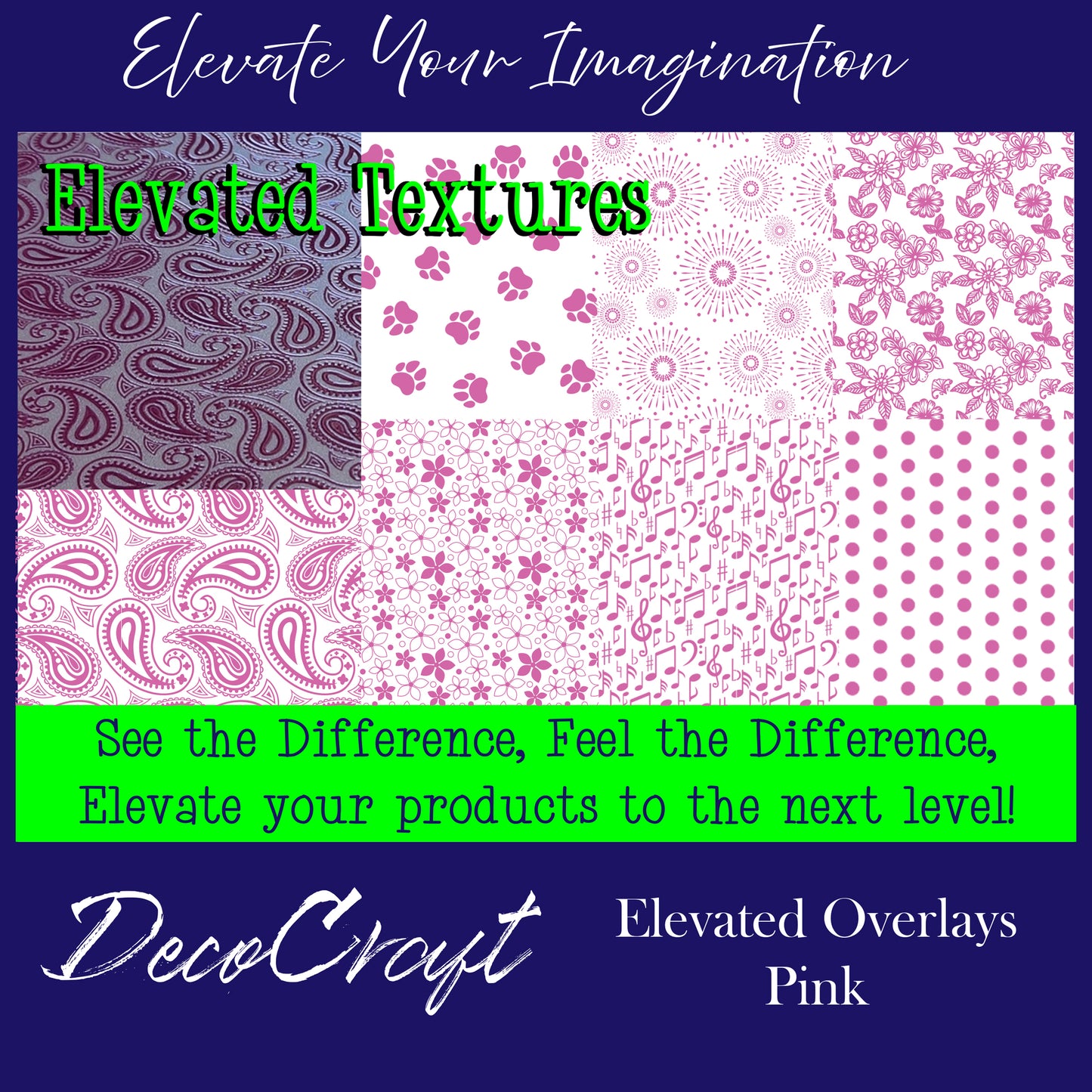 DecoCraft - Elevated Textures - Pink Pattern Overlays