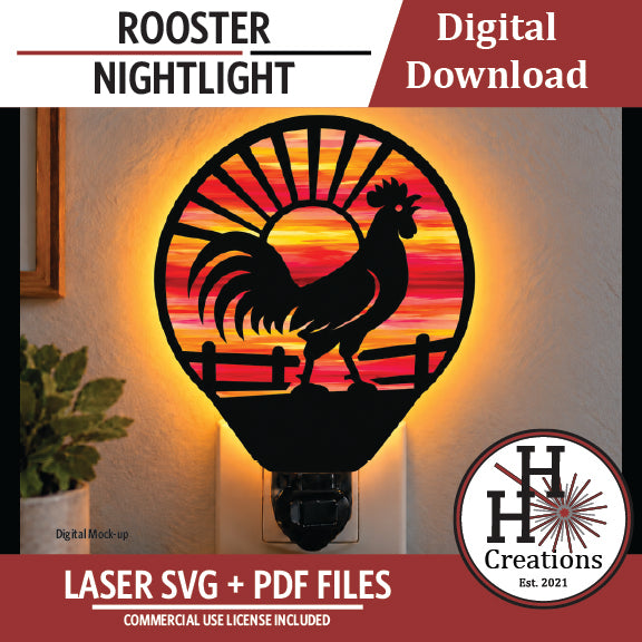 Rooster Nightlight SVG File | Laser Cut Digital Download