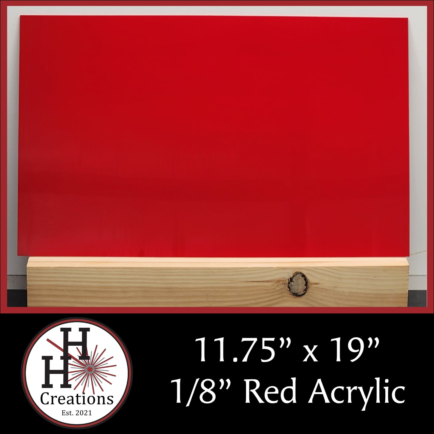 1/8" Red Cast Acrylic Sheets - Glossy on Both Sides - 11.75" x 19"