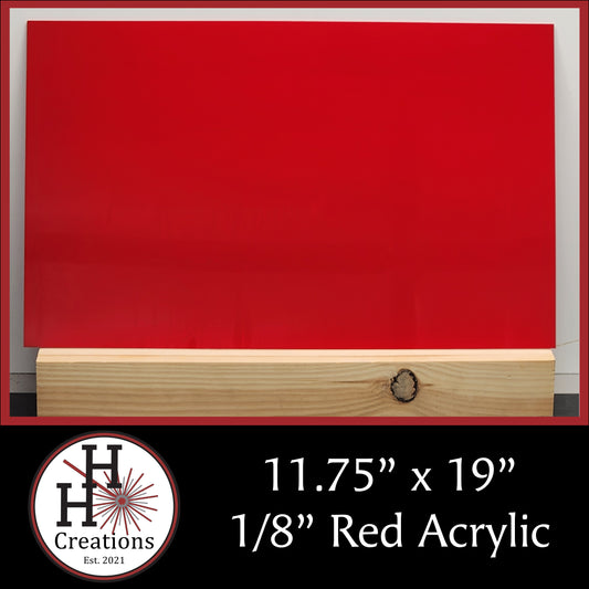 1/8" Red Cast Acrylic Sheets - Glossy on Both Sides - 11.75" x 19"