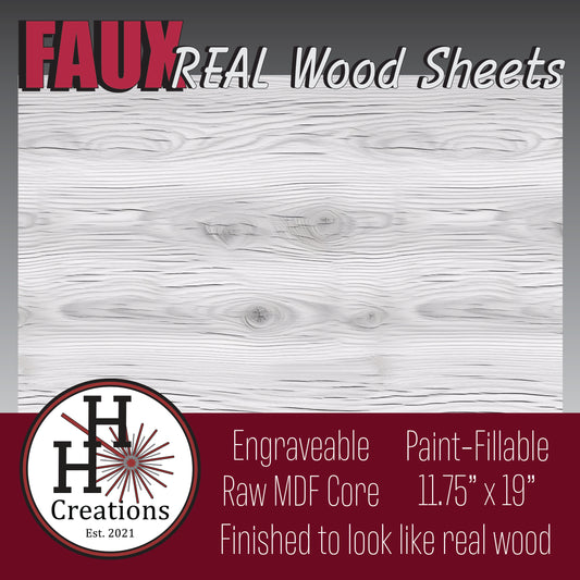 1/8" - Faux-Real Clear Coated Wood - Rustic White - 11.75" x 19"