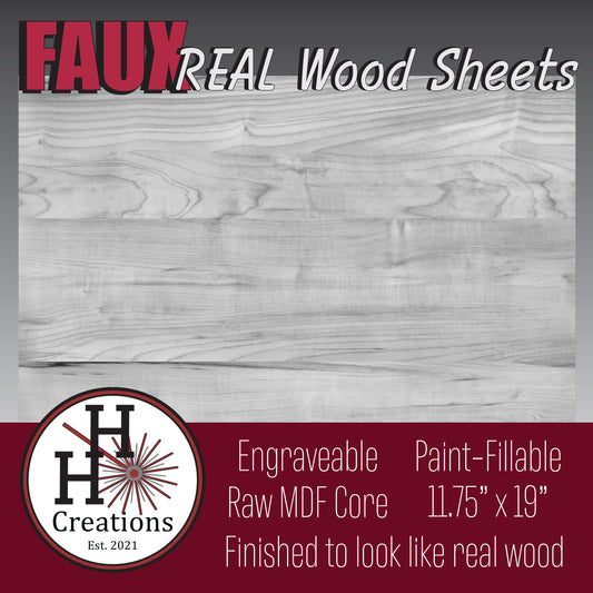 1/8" - Faux-Real Clear Coated Wood - Gray - 11.75" x 19"