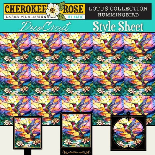 DecoCraft - Elevated Texture - Cherokee Rose - Realistic Stained Glass - Lotus Collection -Humming Bird