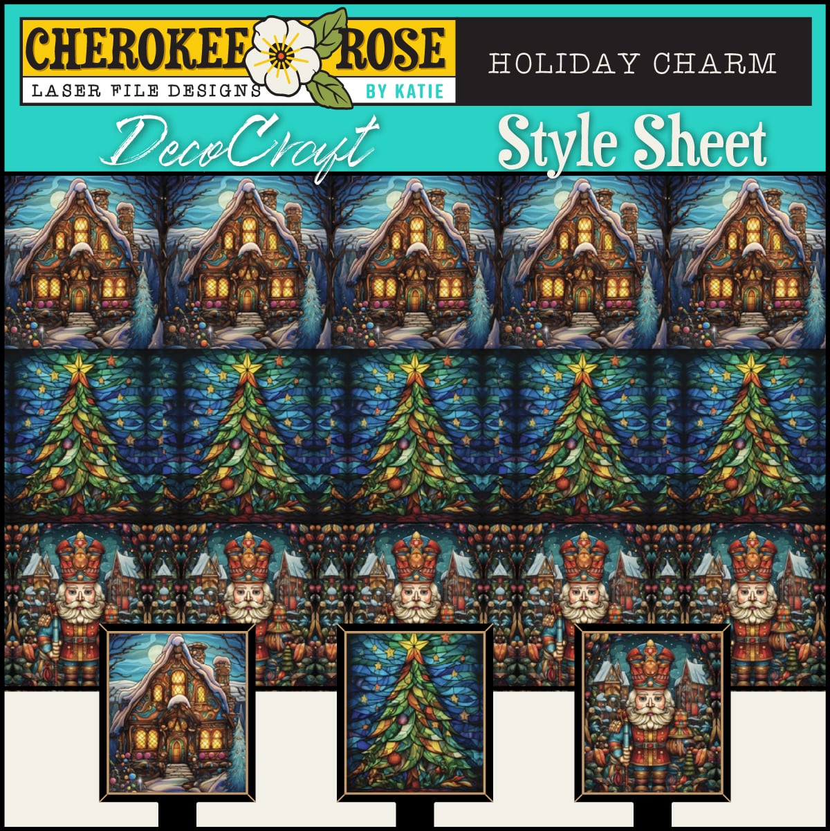 DecoCraft - Elevated Texture - Cherokee Rose - Realistic Stained Glass - Holiday Charm